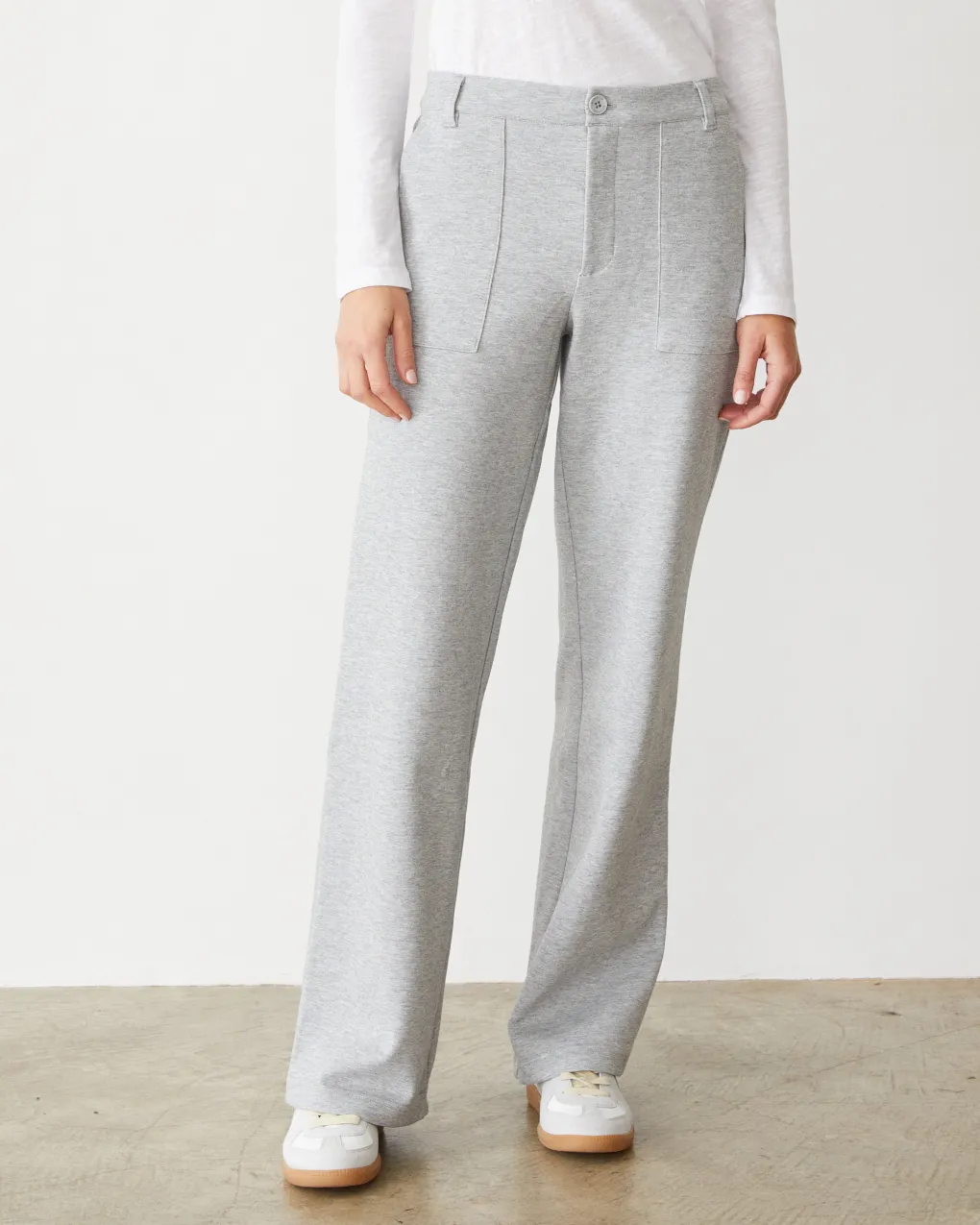Pants*MONROW Cotton Knit Patch Pocket Pant WHITEHEATHER