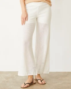 Pants*MONROW Cotton Mesh Wide Leg Pant IVORY