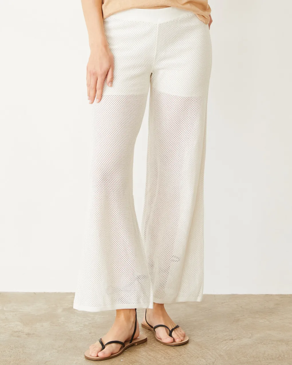 Pants*MONROW Cotton Mesh Wide Leg Pant IVORY