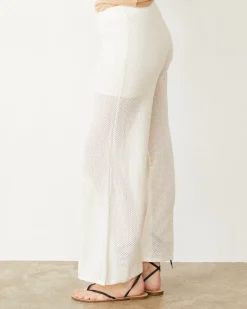 Pants*MONROW Cotton Mesh Wide Leg Pant IVORY