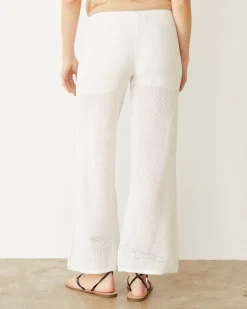 Pants*MONROW Cotton Mesh Wide Leg Pant IVORY