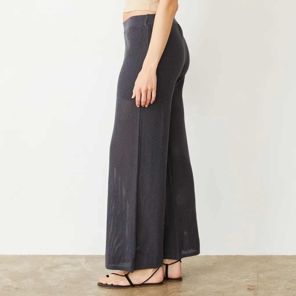 Pants*MONROW Cotton Mesh Wide Leg Pant FADEDBLACK