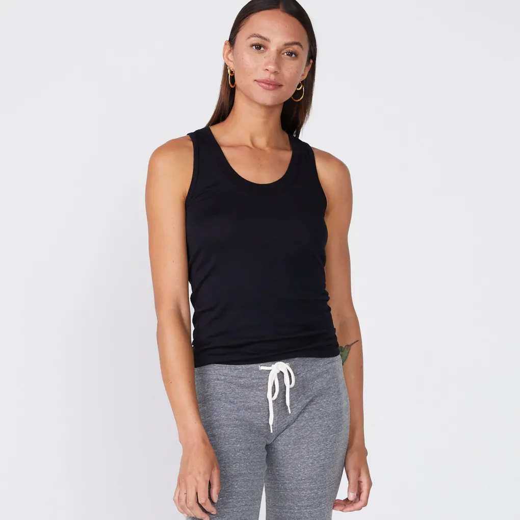 Tanks*MONROW Cotton Modal Narrow Tank - Color BLACK