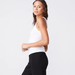 Tanks*MONROW Cotton Modal Narrow Tank - Color WHITE