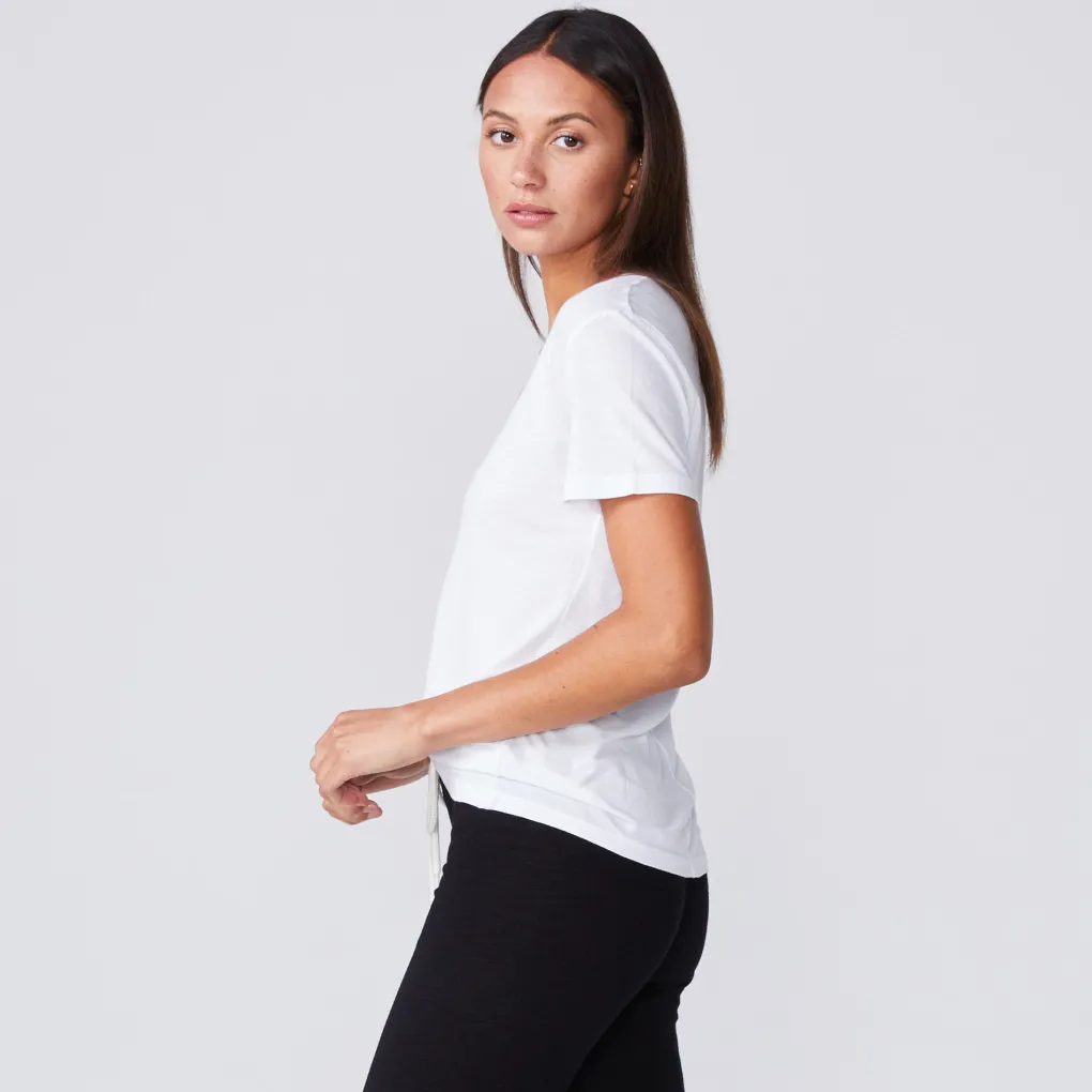 Tees*MONROW Cotton Modal Relaxed V Neck Tee - Color WHITE