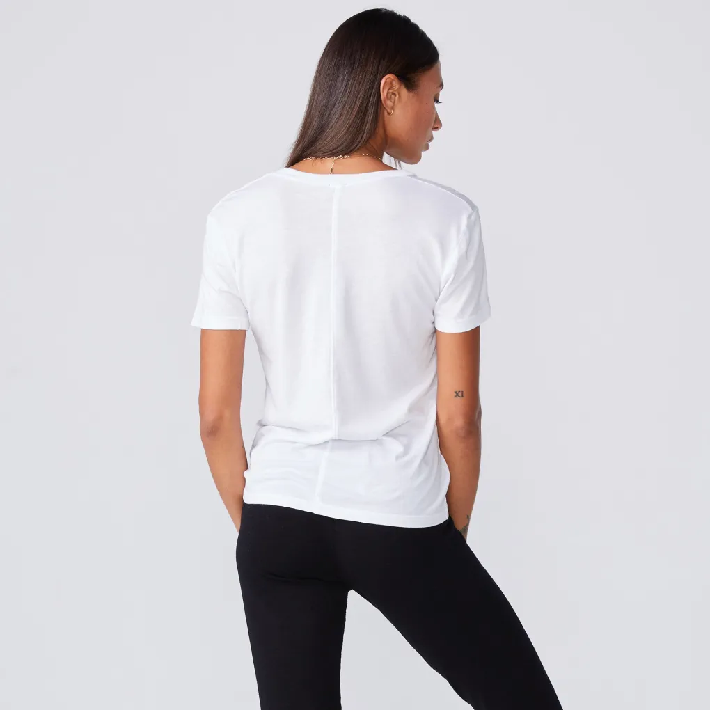 Tees*MONROW Cotton Modal Relaxed V Neck Tee - Color WHITE