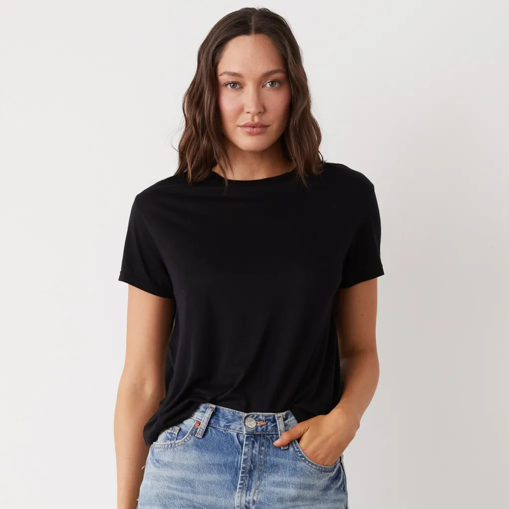 Tees*MONROW Cotton Modal Vintage Crew BLACK