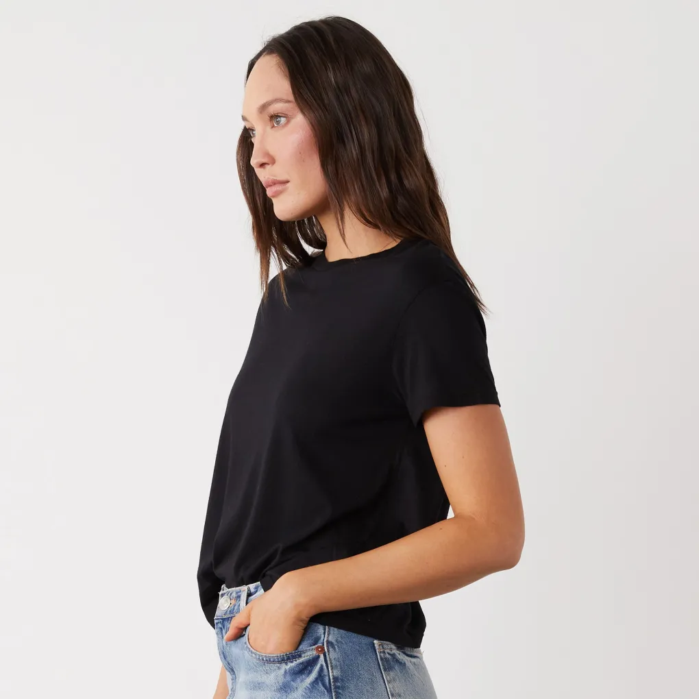Tees*MONROW Cotton Modal Vintage Crew BLACK