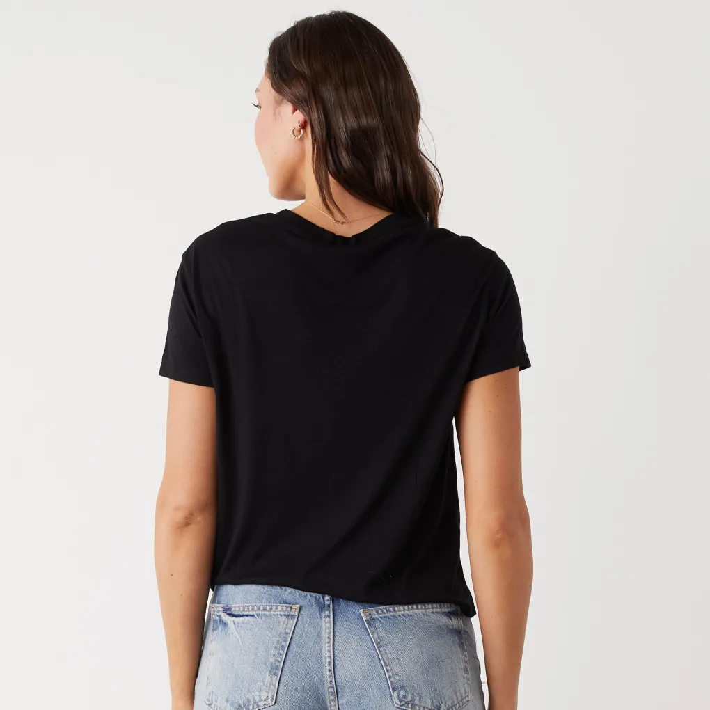 Tees*MONROW Cotton Modal Vintage Crew BLACK