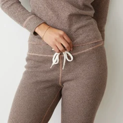 Sweats*MONROW Cozy Heather Thermal Cuff Sweat PECAN