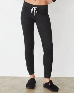 Sets|Sweats*MONROW Cozy Heather Thermal Cuff Sweat BLACK