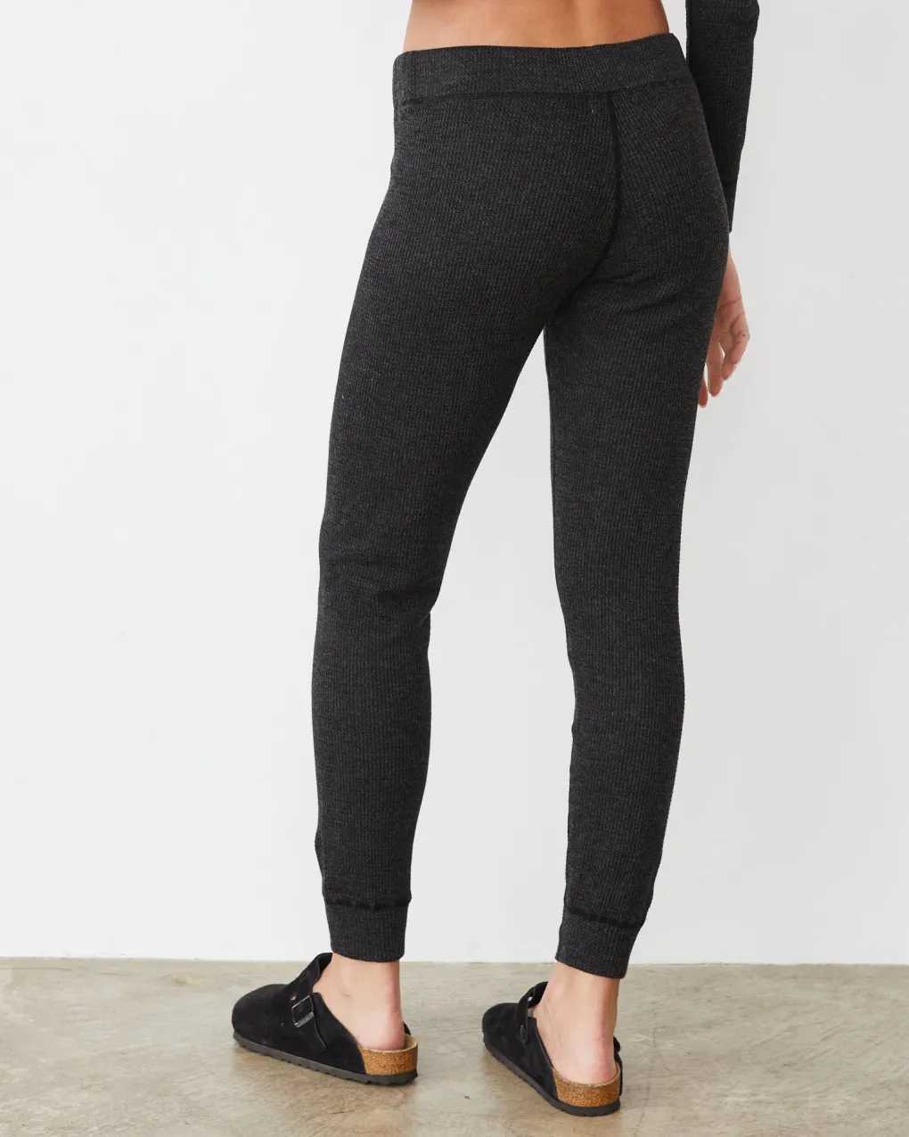 Sets|Sweats*MONROW Cozy Heather Thermal Cuff Sweat BLACK