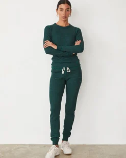 Sets|Sweats*MONROW Cozy Heather Thermal Cuff Sweat FOREST