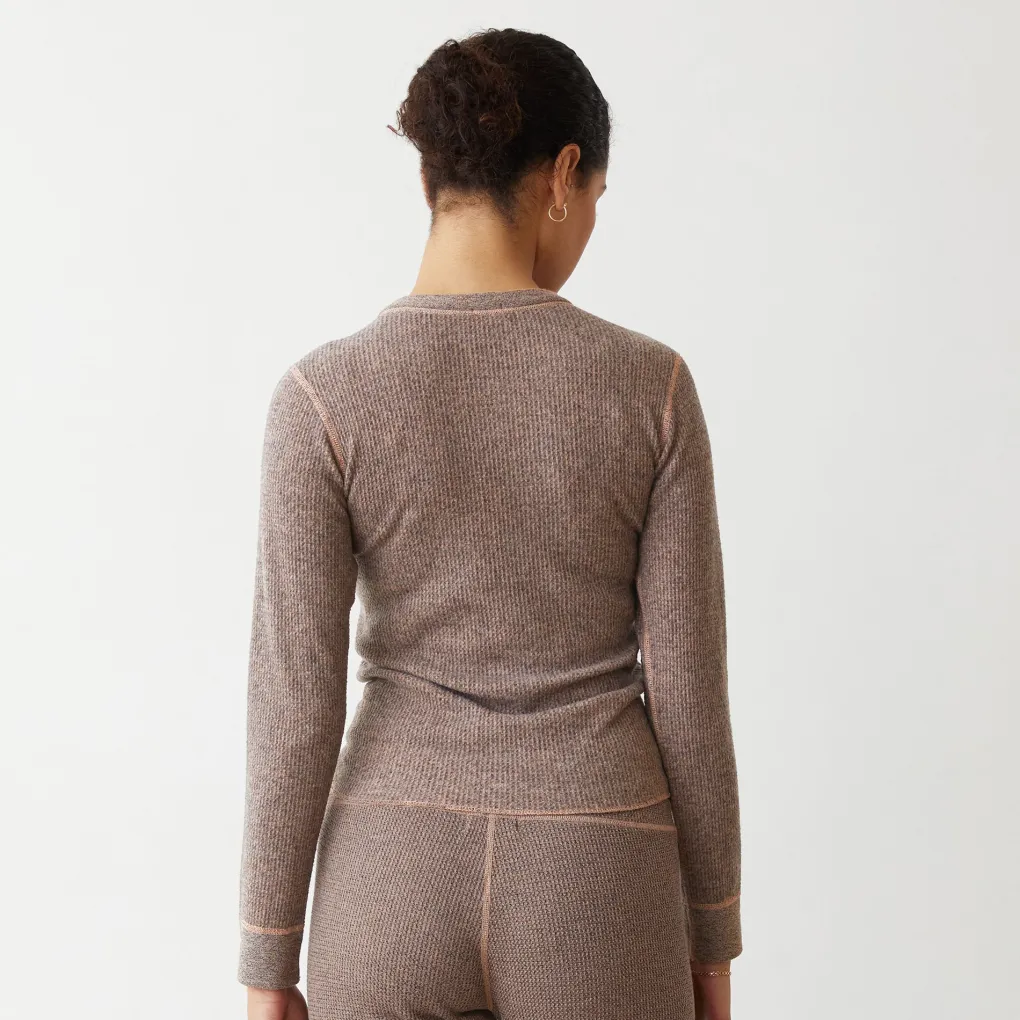Long Sleeve*MONROW Cozy Heather Thermal Long Sleeve PECAN