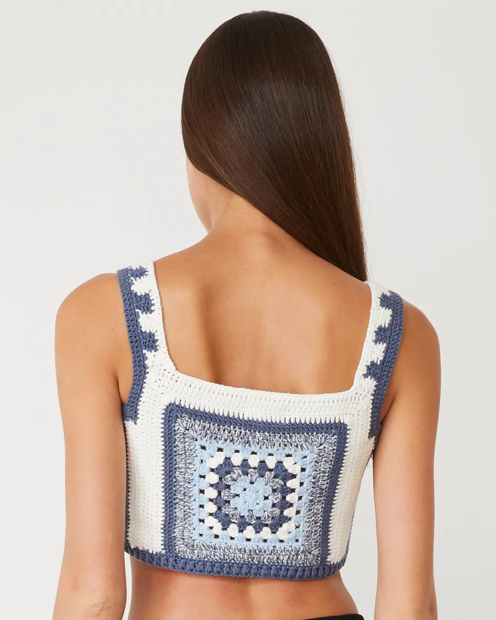 Tanks*MONROW Crochet Cropped Tank Top WASHEDBLUE