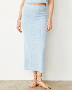Skirts*MONROW Crochet Knit Midi Skirt SOFTBLUE