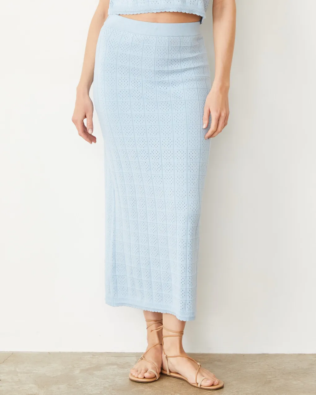 Skirts*MONROW Crochet Knit Midi Skirt SOFTBLUE