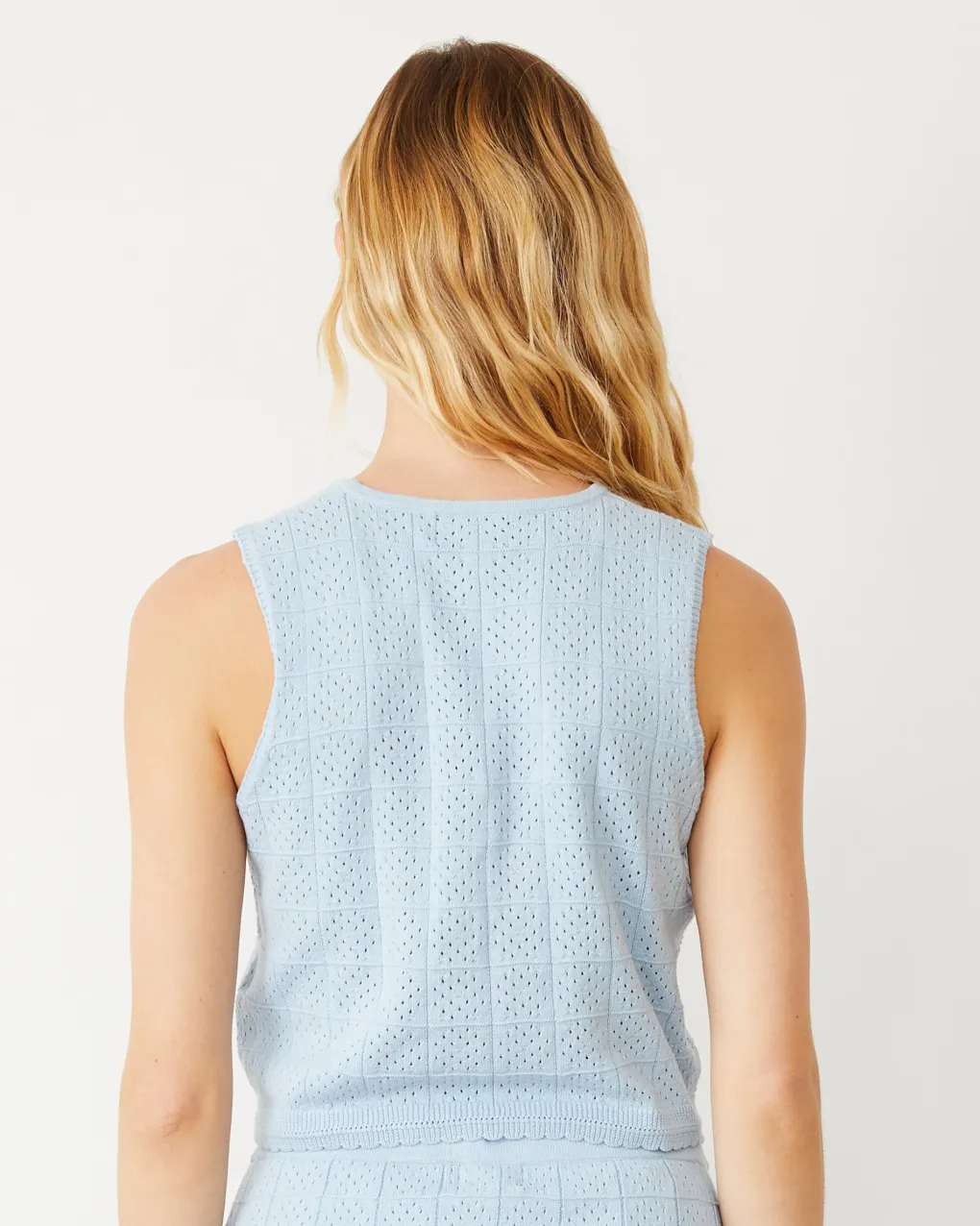 Tanks*MONROW Crochet Knit Tank SOFTBLUE