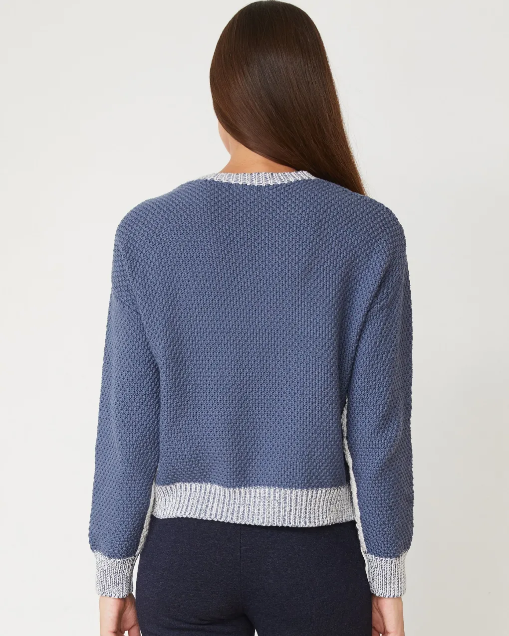 Sweaters*MONROW Crochet Pullover Sweater WASHEDBLUE