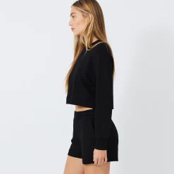 Sweatshirts*MONROW Cropped Boyfriend Sweatshirt BLACK