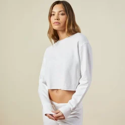 Sweatshirts*MONROW Cropped Boyfriend Sweatshirt WHITE