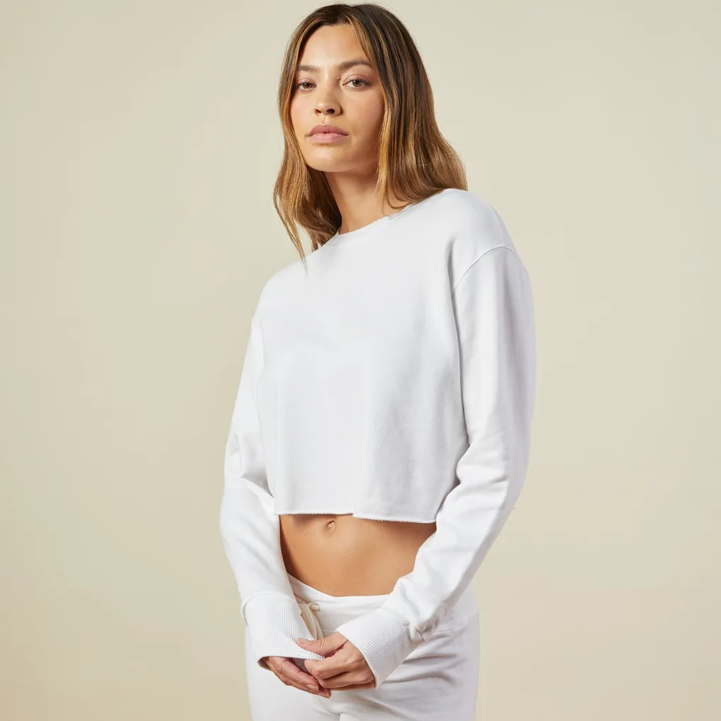 Sweatshirts*MONROW Cropped Boyfriend Sweatshirt WHITE