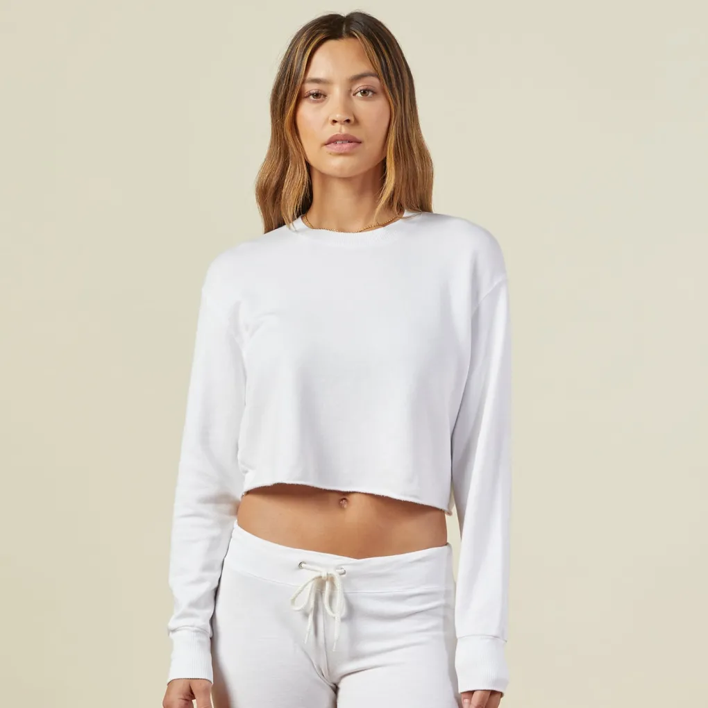 Sweatshirts*MONROW Cropped Boyfriend Sweatshirt WHITE