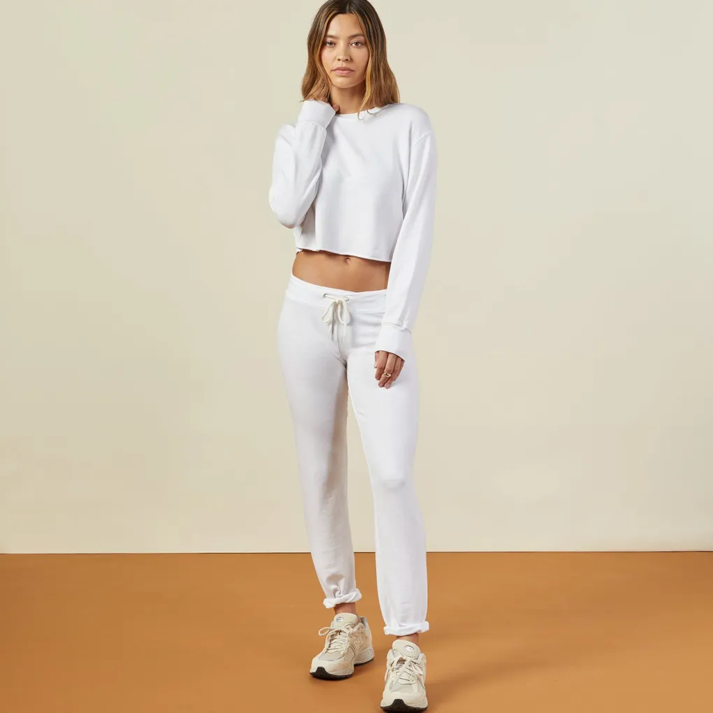 Sweatshirts*MONROW Cropped Boyfriend Sweatshirt WHITE