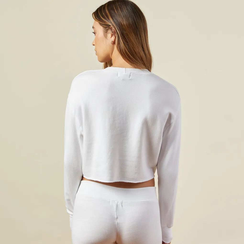 Sweatshirts*MONROW Cropped Boyfriend Sweatshirt WHITE