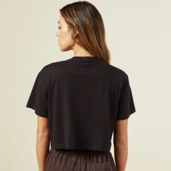 Tees*MONROW Cropped Ex-Boyfriend Crew BLACK