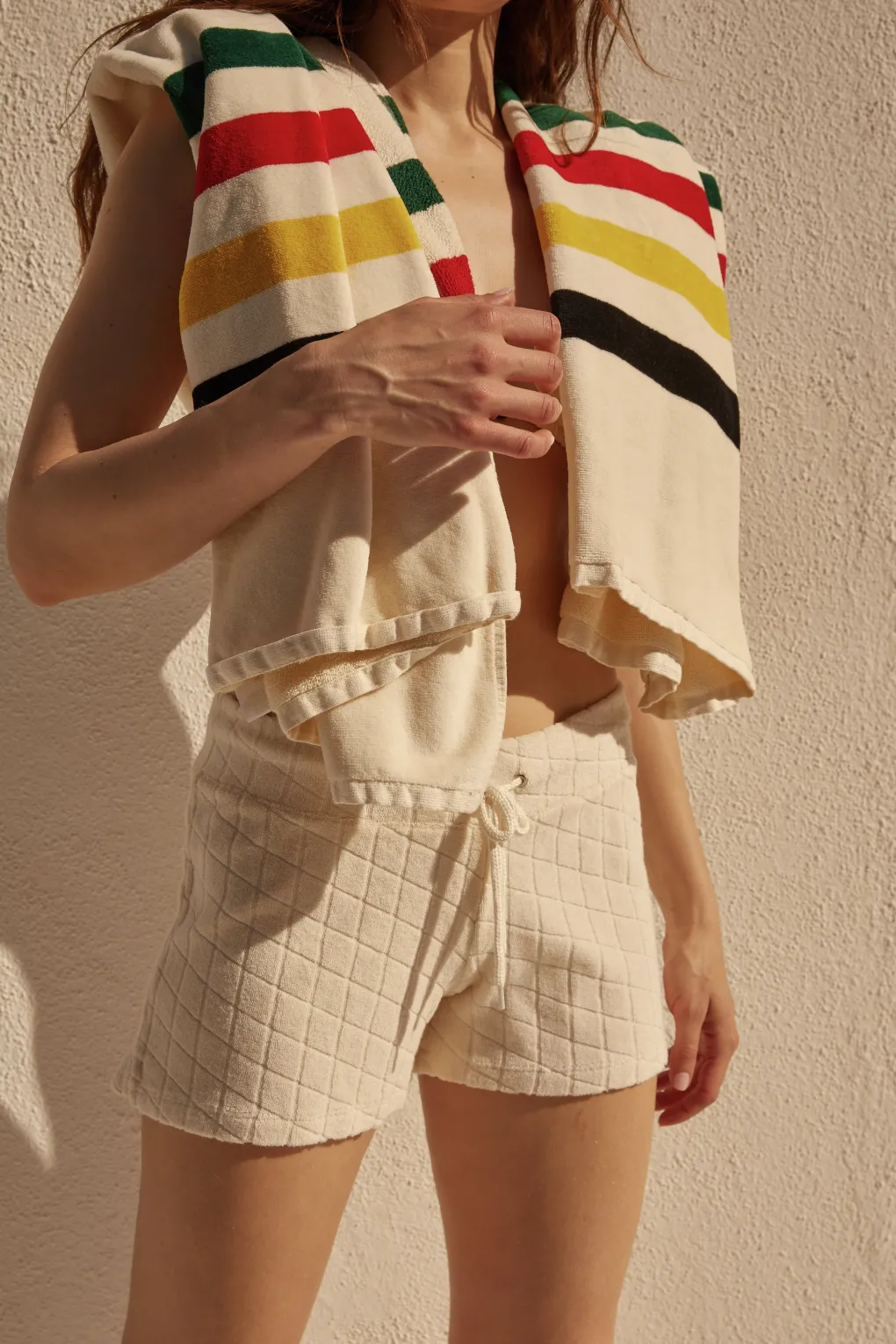 Terry|Shorts*MONROW Diamond Terry Cloth Vintage Short NATURAL