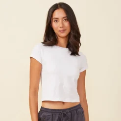 Tees*MONROW Fitted Cap Sleeve Tee WHITE