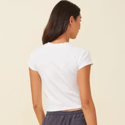 Tees*MONROW Fitted Cap Sleeve Tee WHITE
