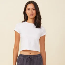 Tees*MONROW Fitted Cap Sleeve Tee WHITE