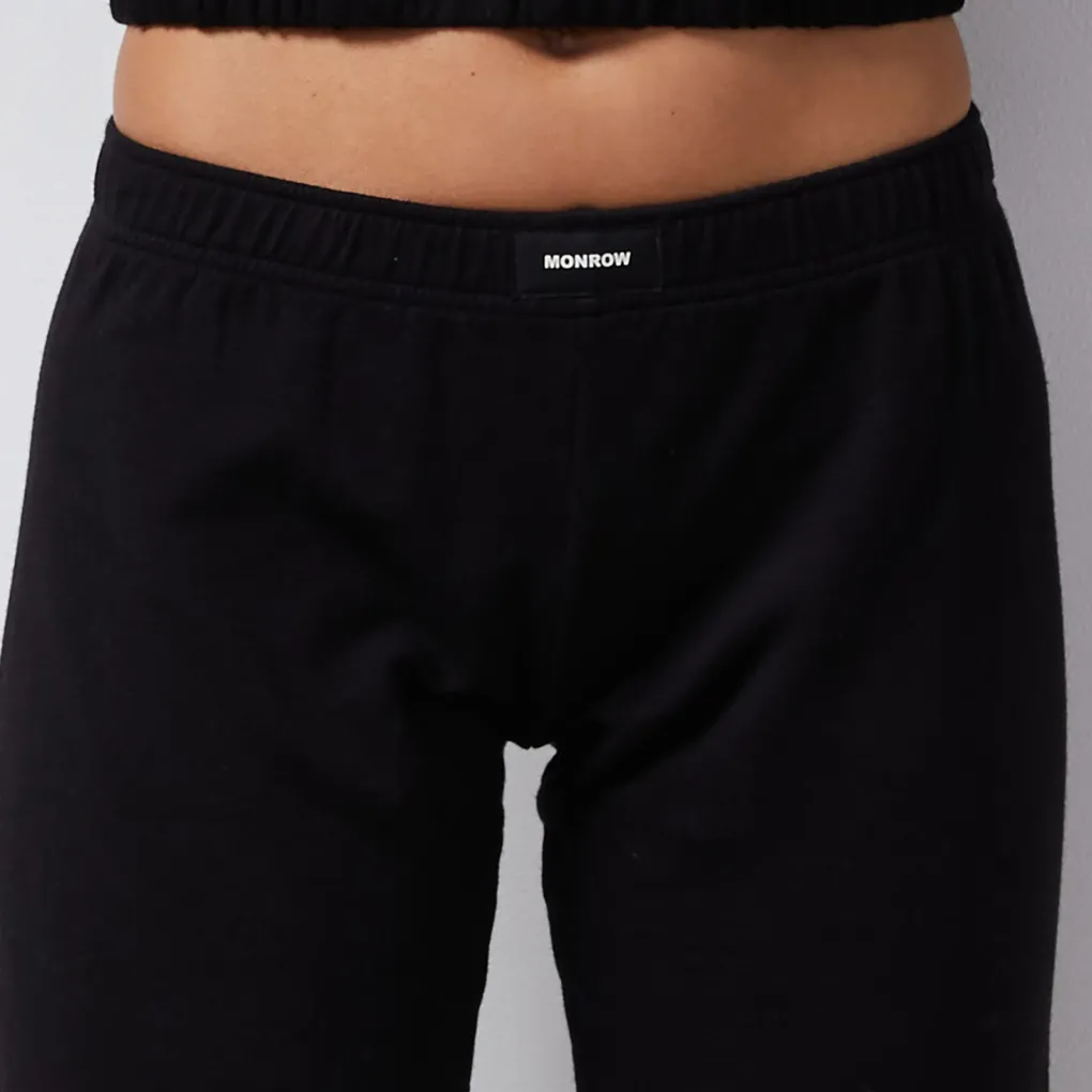 Sweats*MONROW French Terry Crop Elastic Waist Sweat BLACK