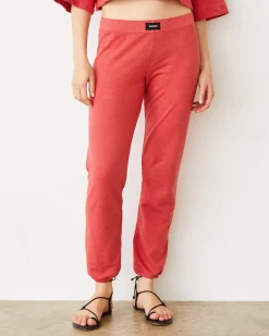 Terry|Sweats*MONROW French Terry Crop Elastic Waist Sweat CHERRY