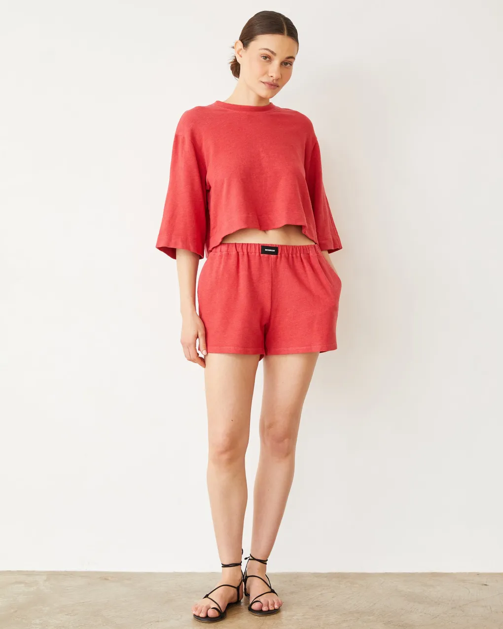 Terry|Tees*MONROW French Terry Oversized Tee CHERRY