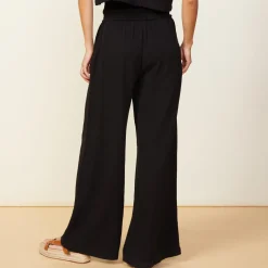 Pants*MONROW Gauze Smocked Flare Pant BLACK