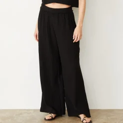 Pants*MONROW Gauze Wide Leg Cargo BLACK