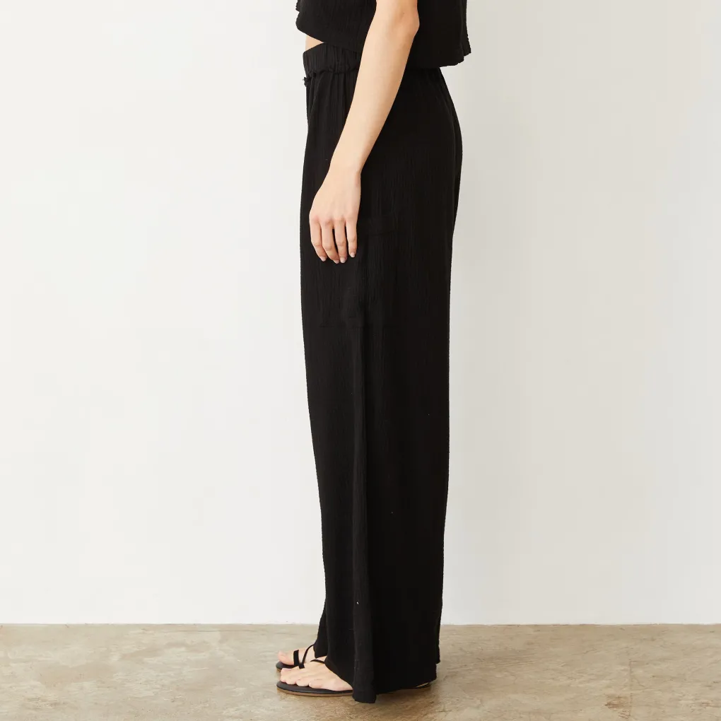 Pants*MONROW Gauze Wide Leg Cargo BLACK