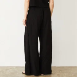 Pants*MONROW Gauze Wide Leg Cargo BLACK