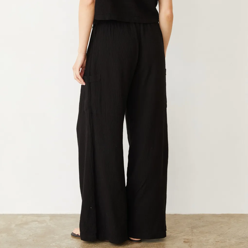Pants*MONROW Gauze Wide Leg Cargo BLACK