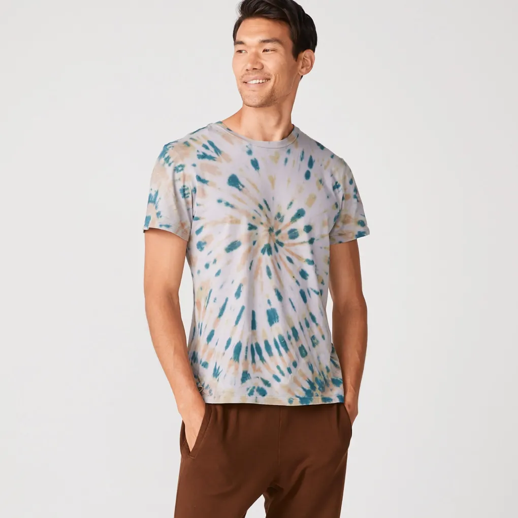 Men's Tops|Mens Sale*MONROW Kaleidoscope Tie Dye Relaxed Crew VINTAGEBLACK