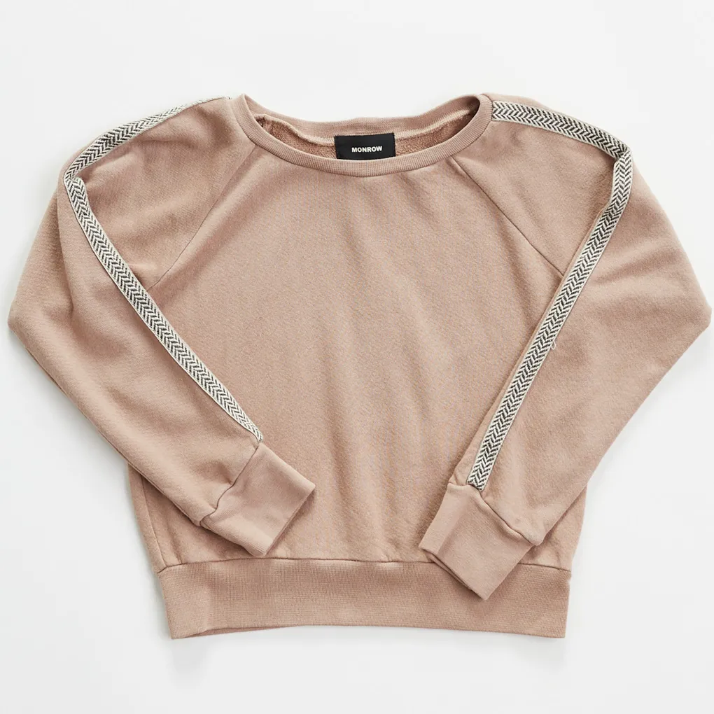 Kids*MONROW Kids Chevron Trim Raglan Sweatshirt TAUPE