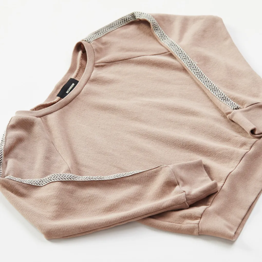 Kids*MONROW Kids Chevron Trim Raglan Sweatshirt TAUPE