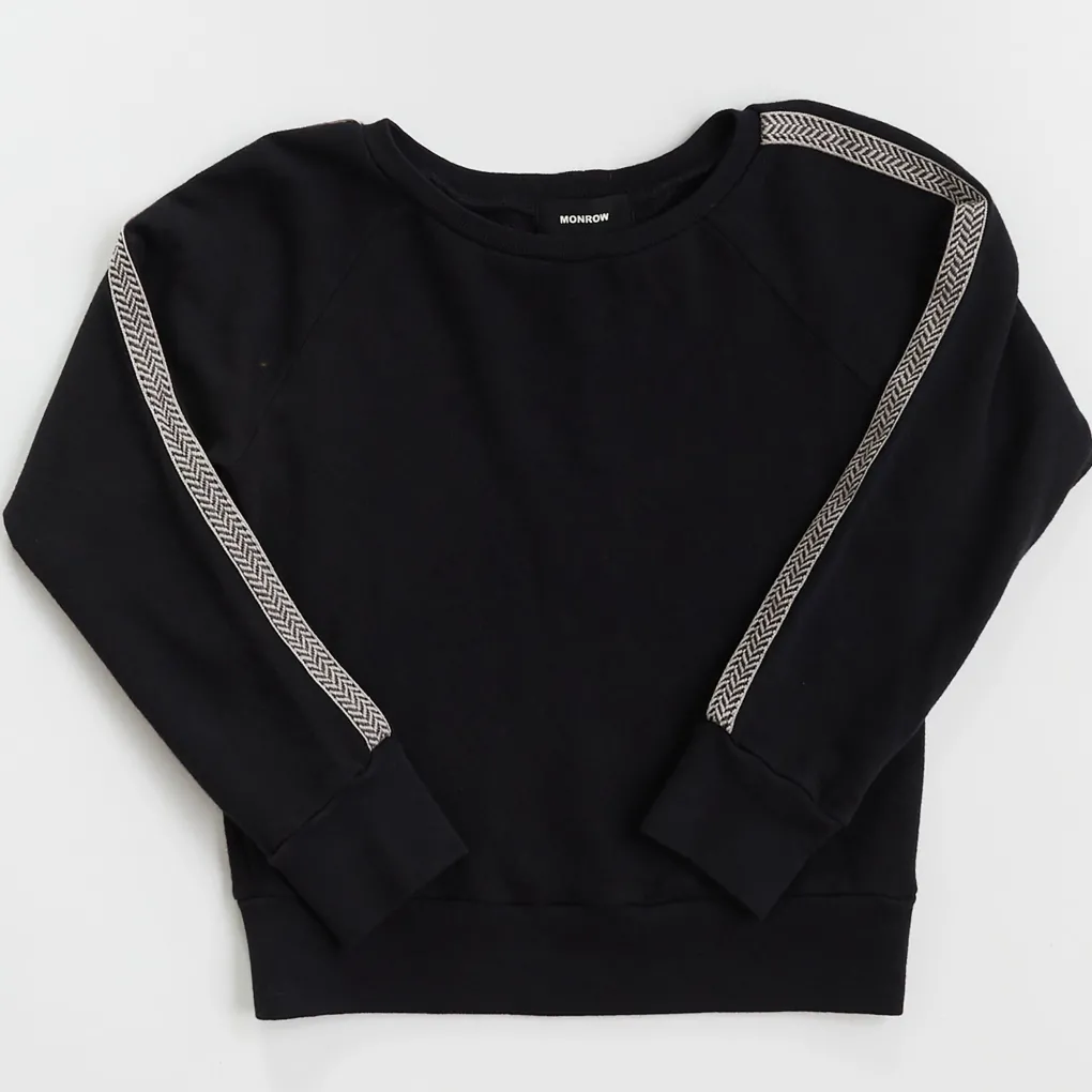 Kids*MONROW Kids Chevron Trim Raglan Sweatshirt BLACK