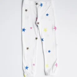 Kids*MONROW Kids Embroidered Color Stars Elastic Waist Sweats NATURAL