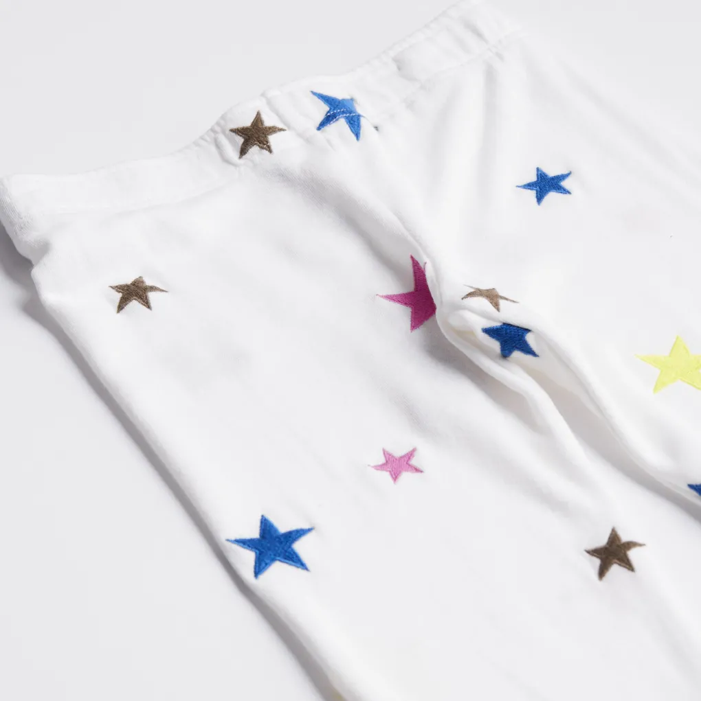 Kids*MONROW Kids Embroidered Color Stars Elastic Waist Sweats NATURAL