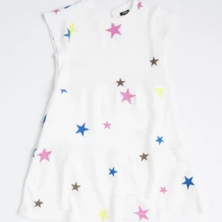 Kids*MONROW Kids Embroidered Color Stars Ruffle Dress NATURAL