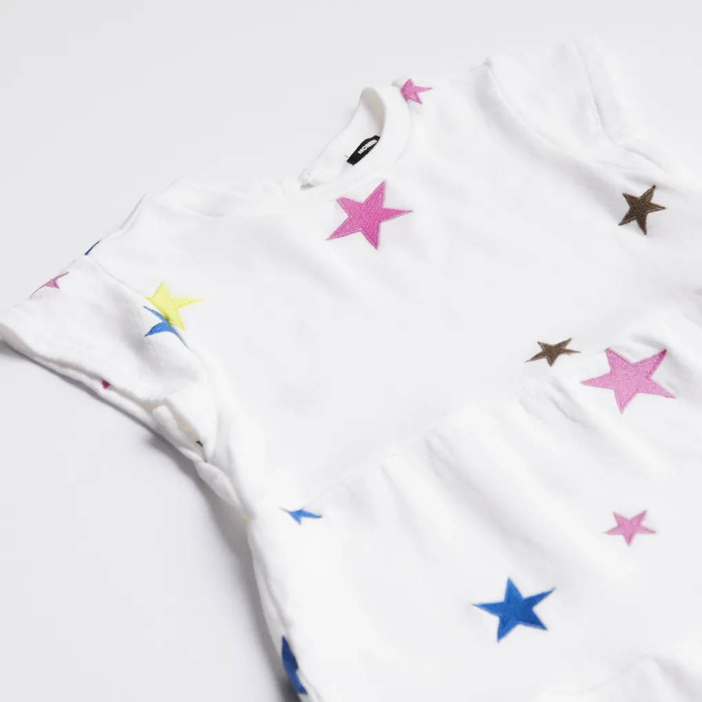 Kids*MONROW Kids Embroidered Color Stars Ruffle Dress NATURAL